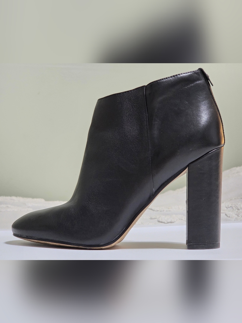 ​Sam Edelman Black Leather Block Heel Ankle Boots Size 8.5 Classic Minimalist